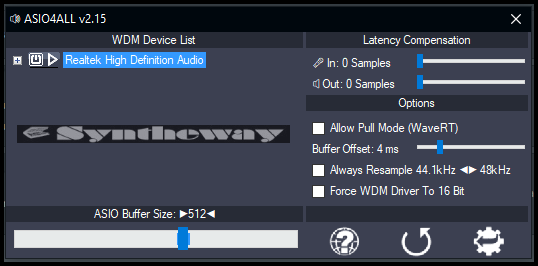 Download for FREE the ASIO4ALL v2.14. ASIO drivers are a fine alternative to native Windows audio I/O drivers for many machines. Since the release of the freeware ASIO4ALL driver pack, improved performance and reduced latency are now in reach of even modest host CPUs. ASIO4ALL v2.14. ASIO drivers are a fine alternative to native Windows audio I/O drivers for many machines. Since the release of the freeware ASIO4ALL driver pack, improved performance and reduced latency are now in reach of even modest host CPUs. Combined 32/64 bit version, supports Win 98SE/ME/2k/XP/MCE/2003/XP64 and Vista/Windows 7/Windows 8.x/Windows 10 x86/x64