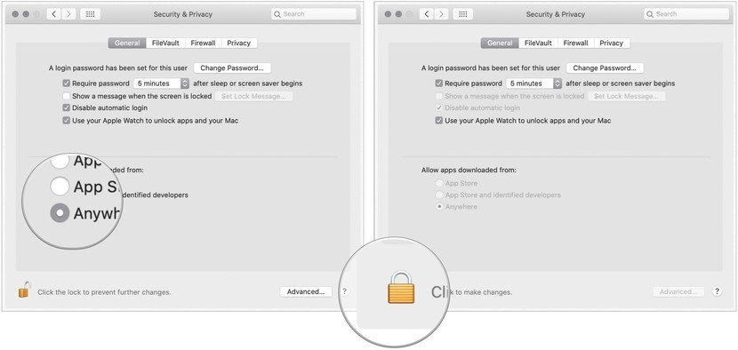 change macOS security Choose the Anywhere under Allow apps downloaded from. Prior to making the change
