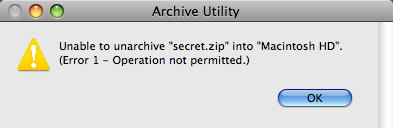 unable to expand zip file into downloads mac